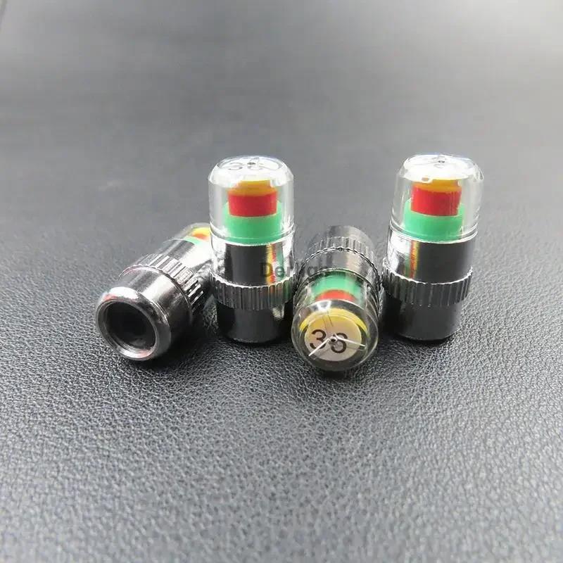 4PCS Car Tire Pressure Caps Tire Valve Cap with Pressure Indicator Tyre Pressure Monitor Valve Caps Air Alert Auto Accessories Tire Chucks 1
