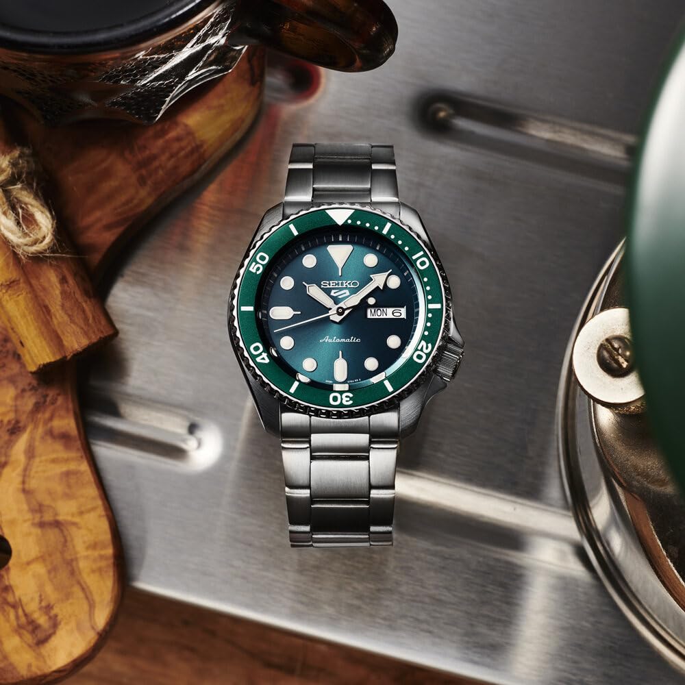 Seiko Аналоговые автоматические часы 5 мужские спортивные, зеленые, 1K1, 1K1.