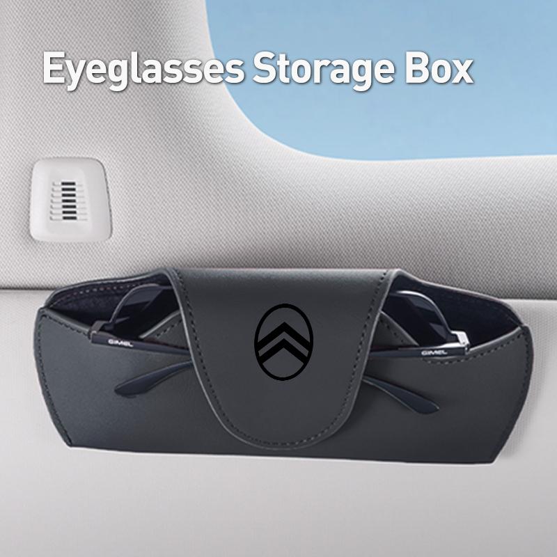 Leather Car Glasses Box Sunglasses Storage Holder For Citroen C4 C3 C1 C2 Berlingo Celysee Cactus Picasso Aircross Saxo Grand