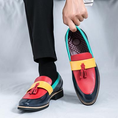Модные счастливые туфли-бобы для мужчин, matching color, британские маленькие кожаные туфли, кисточки, острый носок, парикмахер, один шаг, размер 48