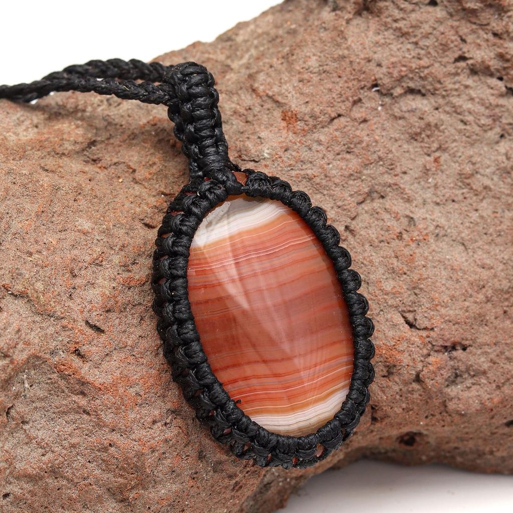 Агатовое ожерелье Красный макраме драгоценный камень Бисерное ожерелье макраме камень красный Ручная работа