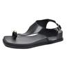 Retro one-word buckle clip foot flat-soled set of toe sandals women's 2025 summer new soft-soled toe Roman open-toed sandals
