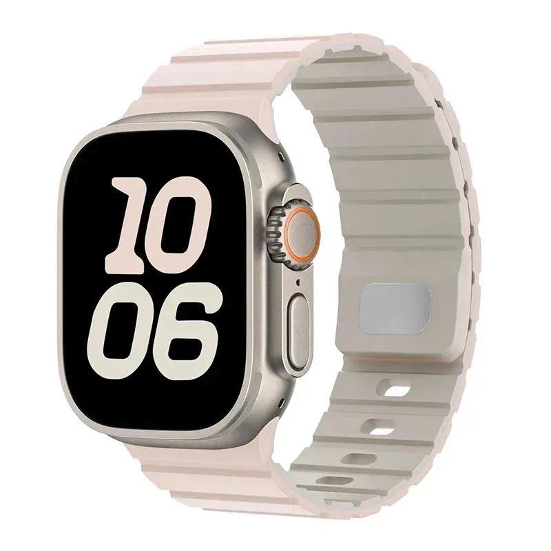 Силиконовый ремешок Магнитная застежка для Apple Watch 46 мм Ultra 3 49 мм 46 мм 45 мм 44 мм 41 мм 42 мм 40 мм для iWatch Серии 11 10 9 8 7 6 SE3