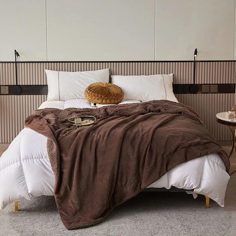 Зимнее теплое одеяло для дивана, пушистое одеяло из овечьей шерсти, покрывало для двуспальной кровати размера «queen-size», плед, покрывало