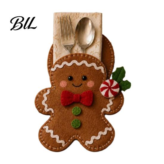 Table Setting Organizer Christmas Felt Cutlery Holder DIY Kit, Holiday Flatware Pouch Craft Snowman Party Decor Set, Handmade Utensil Sleeve
