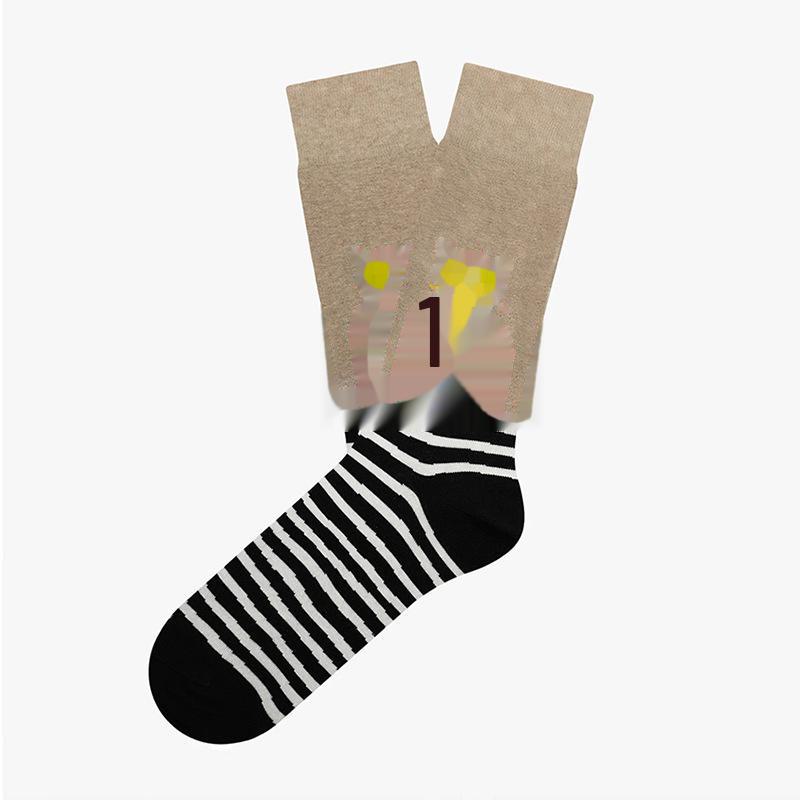 Креативные жаккардовые модные носки средней длины из хлопка с изображением мультяшных животных и кошек для пар