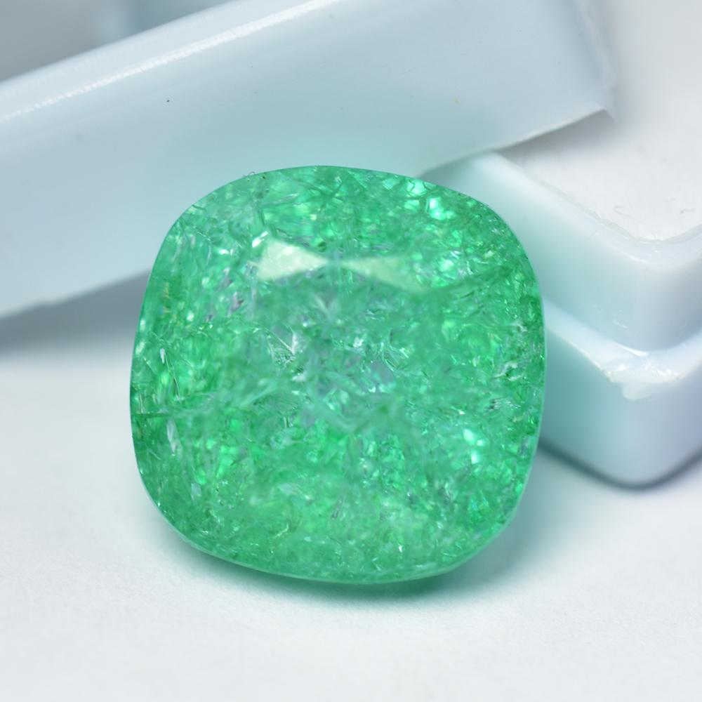 Natural Green Emerald Loose Gemstone Square Cushion Cut 22 ct for Jewelry Making and Gem Collections