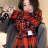 Large Version of the New Fashion Plaid Fringed Scarf Women's Winter Warm Long Christmas Scarf