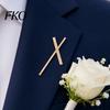 Stable Buckle Brooch 2Pcs Men Suit Brooch, X-Shaped Lapel Pin with Safety Pin, Zinc Double-bar Crossed Alloy Electroplated Metal Badge for