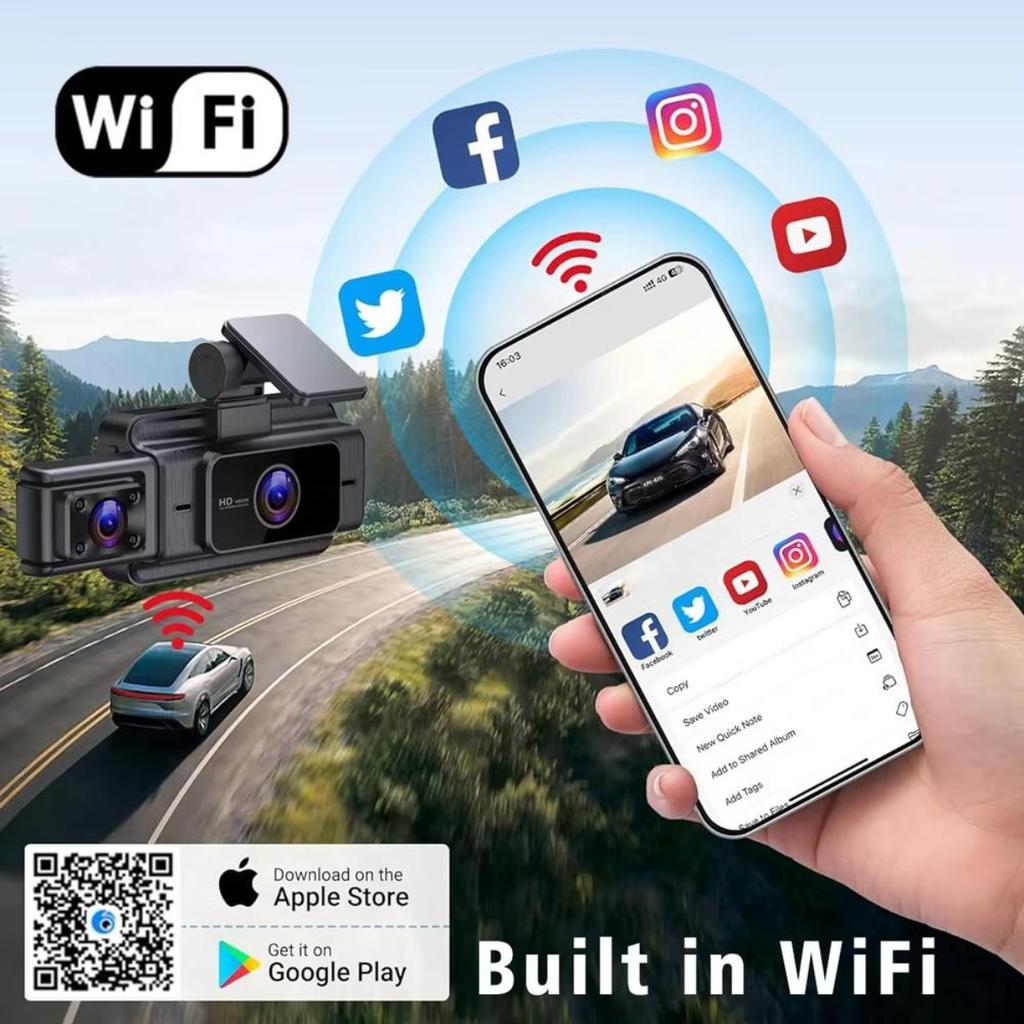 2/3-канальный видеорегистратор для автомобилей WIFI Видеорегистратор Портативный 1080P Камера заднего вида для автомобиля Автомобильный видеорегистратор G-сенсор Автомобильный аксессуар