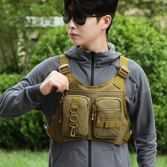 Нагрудная сумка для занятий спортом на открытом воздухе для мужчин, передняя сумка-жилет для бега с несколькими отделениями, EDC дорожный нагрудный рюкзак для тренировок, езды на велосипеде, пеших прогулок