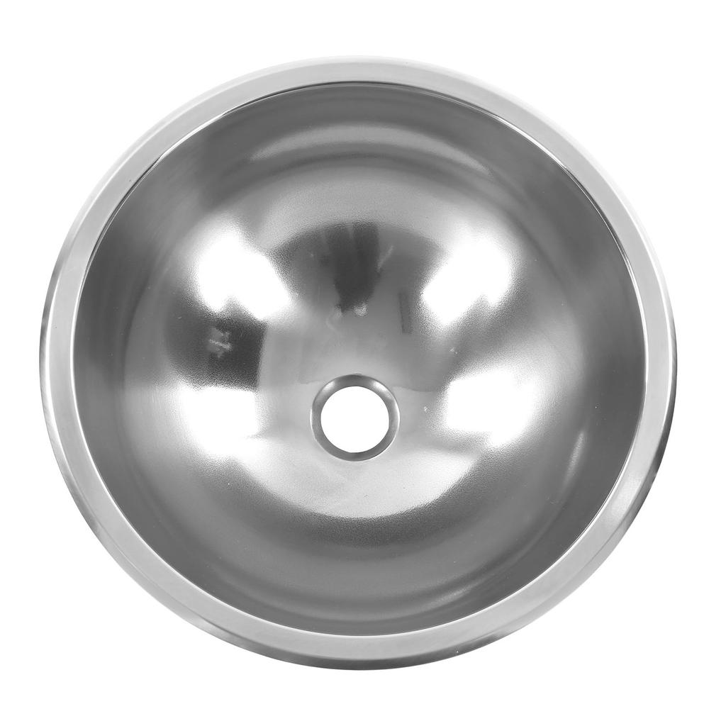 RV Single Bowl Sink Round 340mm 13.4in Diameter 304 Stainless Steel Large Capacity for Camper Yacht Kitchen