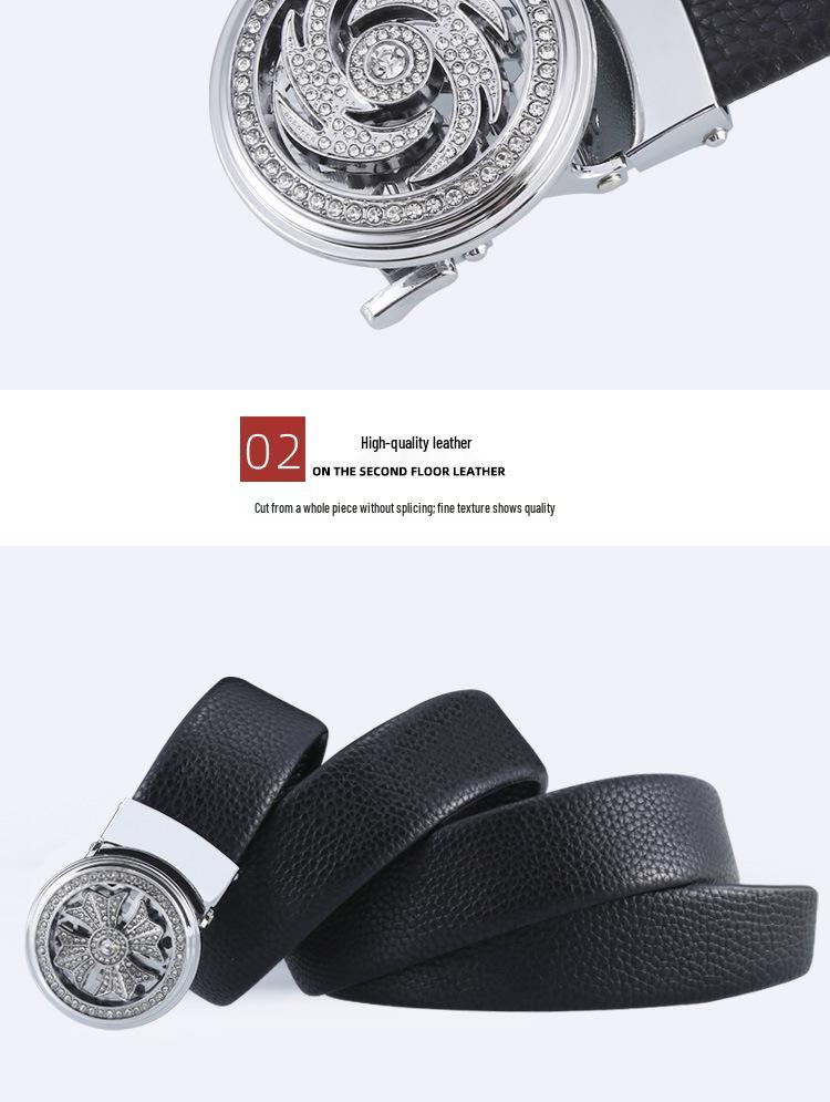 Мужской ремень из сплава и коровьей кожи с автоматической пряжкой для повседневной и универсальной носки