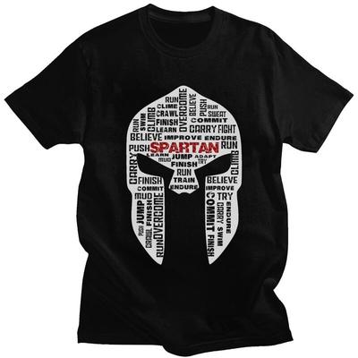 Мужская футболка с принтом шлема Spartan Race, с коротким рукавом, модная, дух Спарты, свободный крой, 100% хлопок, подарок