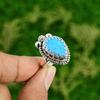 Натуральная Аризонская Бирюза 925 Стерлинговое Серебро Безель Мульти Камень Обручальное Кольцо