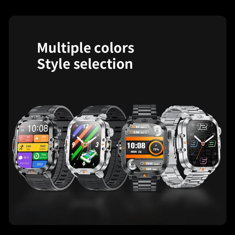 Новые мужские смарт-часы 2025 года с 2,01-дюймовым HD-экраном, фонариком, для занятий спортом на открытом воздухе, водонепроницаемые IP68, с монитором здоровья, для звонков
