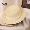 Большая женская летняя соломенная шляпа в британском стиле ретро, ​​пляжная шляпа, защита от солнца, дышащая, с широкими полями, мягкая джазовая шляпа от солнца для пеших прогулок, путешествий, прогулок