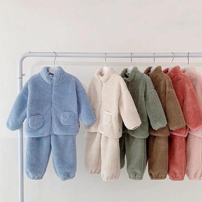 Флисовое детское пальто и штаны из двух предметов, комплект детской одежды на осень-зиму, детская одежда для дома и отдыха, нижняя часть для детей
