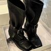 Cowhide Version~ Niche Bow Belt Buckle Stack Boots Boots New Autumn Wide Western Boots