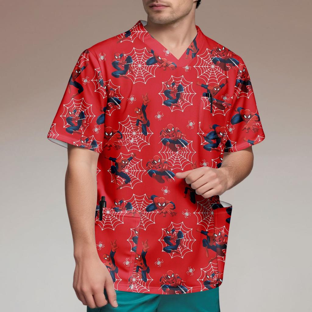 Мужской топ с коротким рукавом и V-образным вырезом с принтом нагрудного кармана