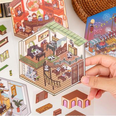 Мультфильм Милые 3D DIY Ландшафтные наклейки Миниатюрные сцены Визуальные стековые наклейки Творческие DIY Украшения Наклейки Подарки