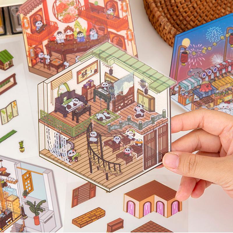 Мультфильм Милые 3D DIY Ландшафтные наклейки Миниатюрные сцены Визуальные стековые наклейки Творческие DIY Украшения Наклейки Подарки
