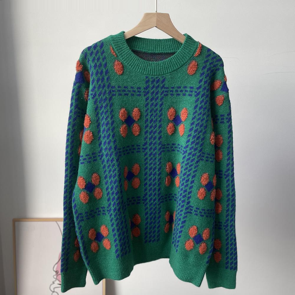 Women's Autumn and Winter Three-dimensional Flowers Knitted Casual Jumper