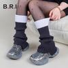 Y2K Color Block Irregular Leg Warmers - Thick Korean-Style Vertical Stripe Socks for Autumn/Winter