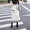 Women Front Hole Denim Skirt Summer Long Skirts High Waist Jeans Skirt Plus Size