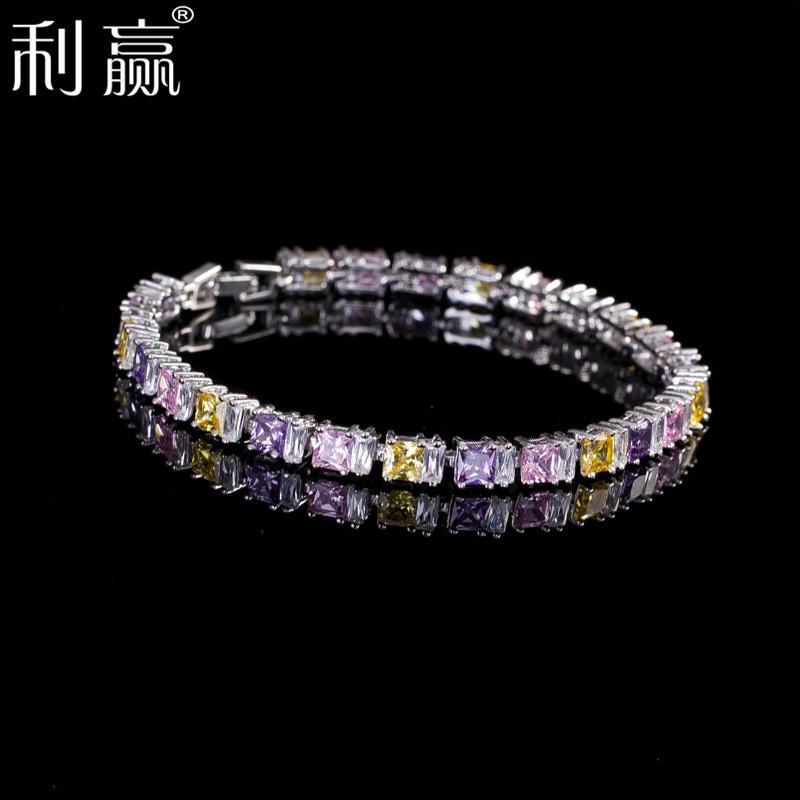 South Korea Aaa Zircon Bracelet Simple Girl Accessories Electroplated Real White Gold Color Retention Lasting