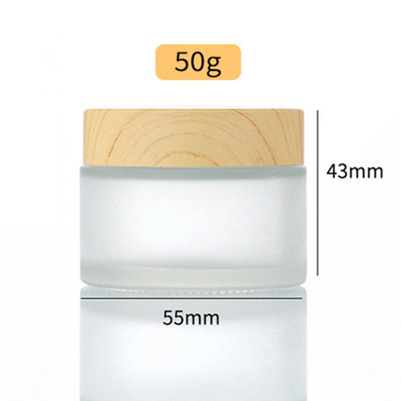 5G-100G Frost Glass Cream Bottle с деревянной крышкой портативная пустая бутылка для ухода за кожей гель сыворотка контейнер косметический дозатор инструмент