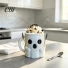 Desktop Pen Holder Organizer Halloween Ghost Ice Cream Pint Holder, Dual Spoon Slot And Funny Gifts for Kids Handle Design Durable PLA Leak-Proof