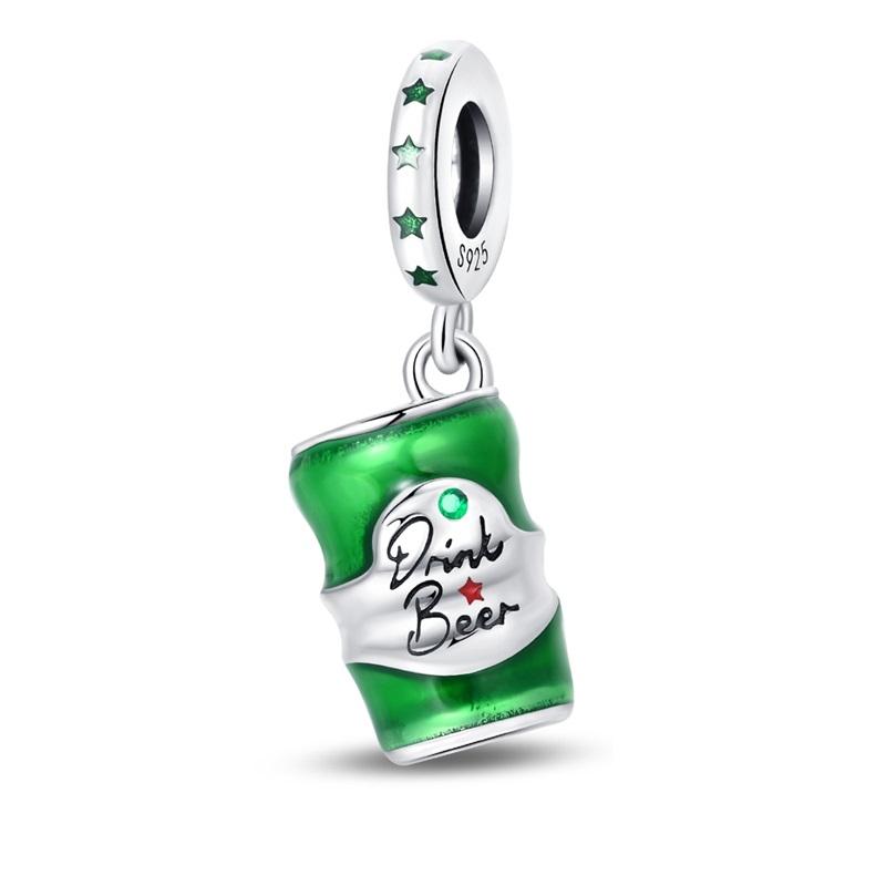 Сияющий медный кофейник пивной шарм-подвеска подходит для оригинального браслета медно-красный шарм в виде бокала для красного вина для изготовления ювелирных изделий