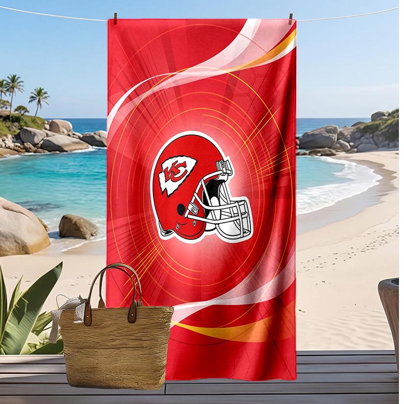 Kansas City Chiefs Print Beach Towel Soft Portable Quick?dry Towel For Pool Summer Vacation Outdoor Sport