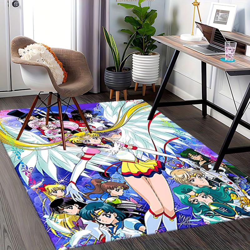 1pc Sailor Moon Anime Chair Mat - Office Desk Rug with Sailor Moon Characters and Wings, Non-Slip Carpet for Home Decor, Suitable for All Seasons, Per