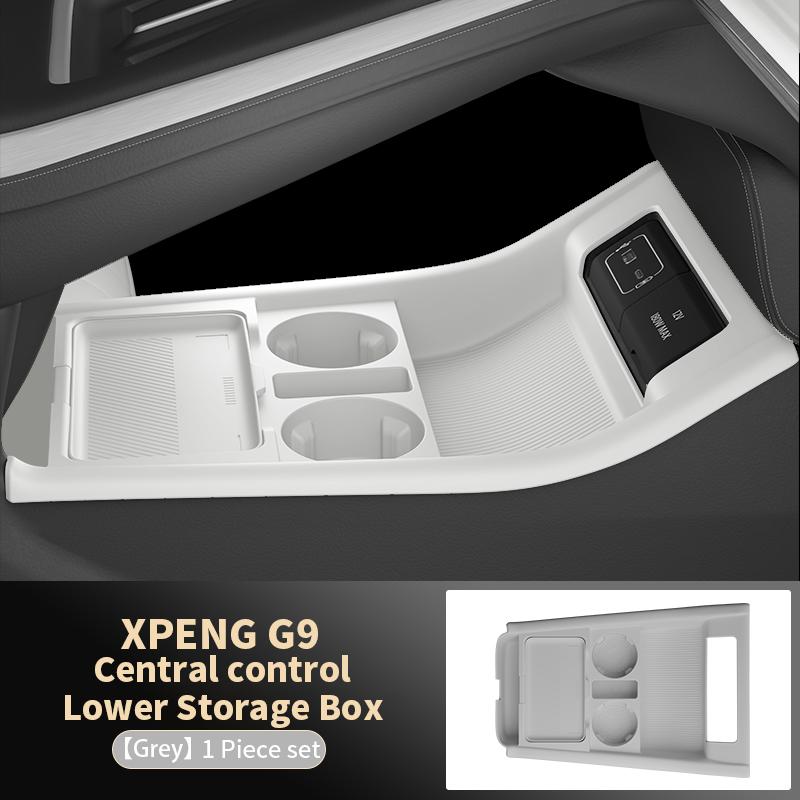 For XPENG G9 2025 2026 Storage Box Center Armrest Hidden Box Cup Holder Organizer Interior Accessories