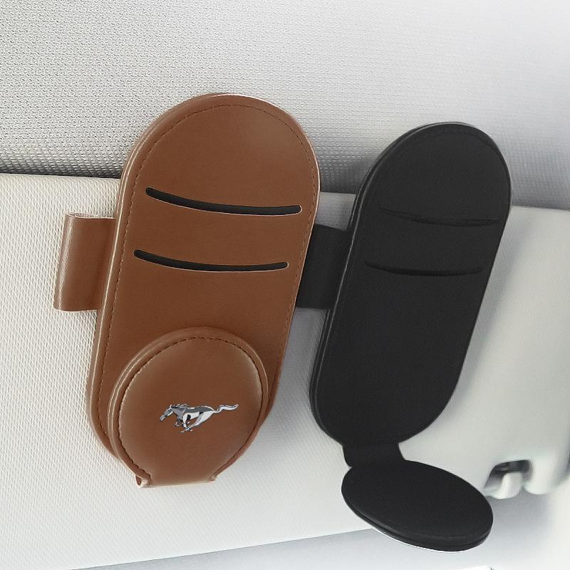 Car Leather Glasses Clip Sun Visor Multi-function Sunglasses Clip Car Accessories For Ford Focus Mondeo MK1 MK2 MK4 MK3 Fiesta ST