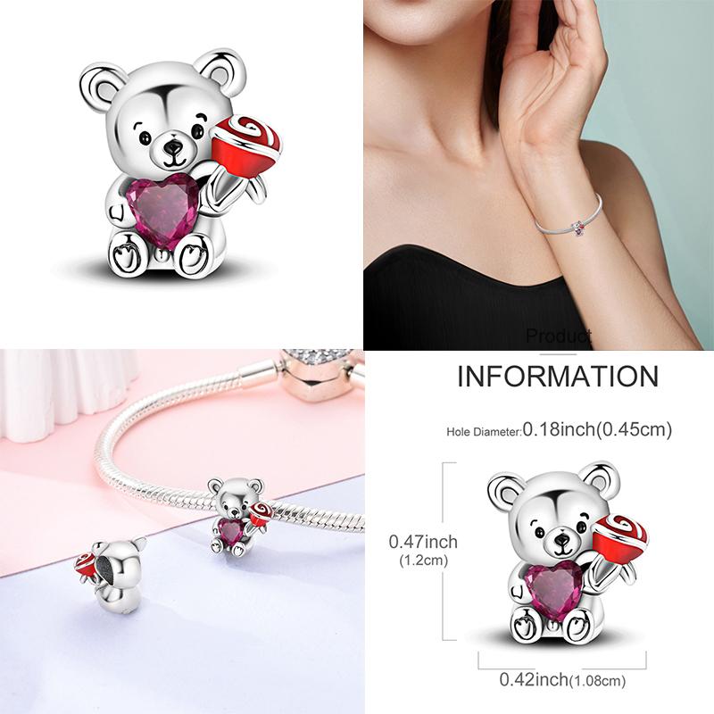 Медно-красная серия Подвески-шармы в виде клубники с бусинами Подходят для оригинального ожерелья-браслета Mula Ювелирные изделия Женские DIY Мода