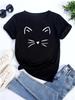 Новая симпатичная женская футболка с принтом в виде сердца и кошки, повседневный топ с коротким рукавом, летняя женская одежда, уличная одежда с рисунком из мультфильмов, одежда 2000 года