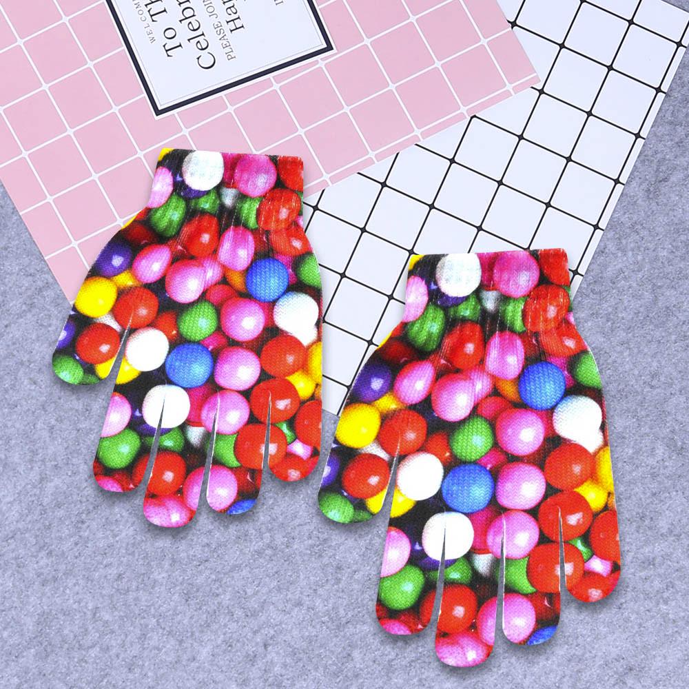 Детские зимние теплые вязаные перчатки с 3D животным принтом и котенком, модные милые перчатки