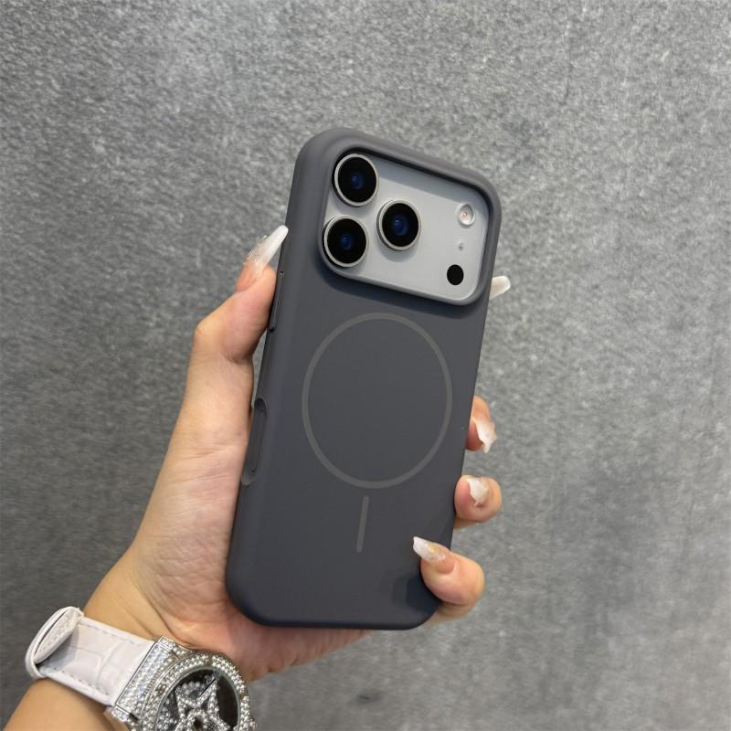 Liquid Silicone Phone Case With Integrated AI Button Magnetic Snap-on IPhone 17 Pro Max 16 15 Series Soft Touch Anti-Slip