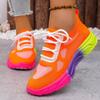 Fashion Women's Sneakers Casual Mesh Hollow Breathable Lace Up Light Rainbow Bottom Comfort Sport Shoes Sneakers Women Zapatillas Mujer