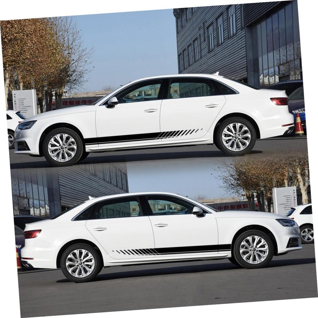 Наклейка на бок автомобиля POPETPOP, 190x9см, Универсальная спортивная гоночная полоса, Черная, Легкая и компактная, для украшения автомобиля