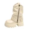 Women's Mid-cylinder Fashion Boots Thick Heel Square Heel Wear-resistant Anti-slip Round Head Women Shoes Side Zip Leisure Boots