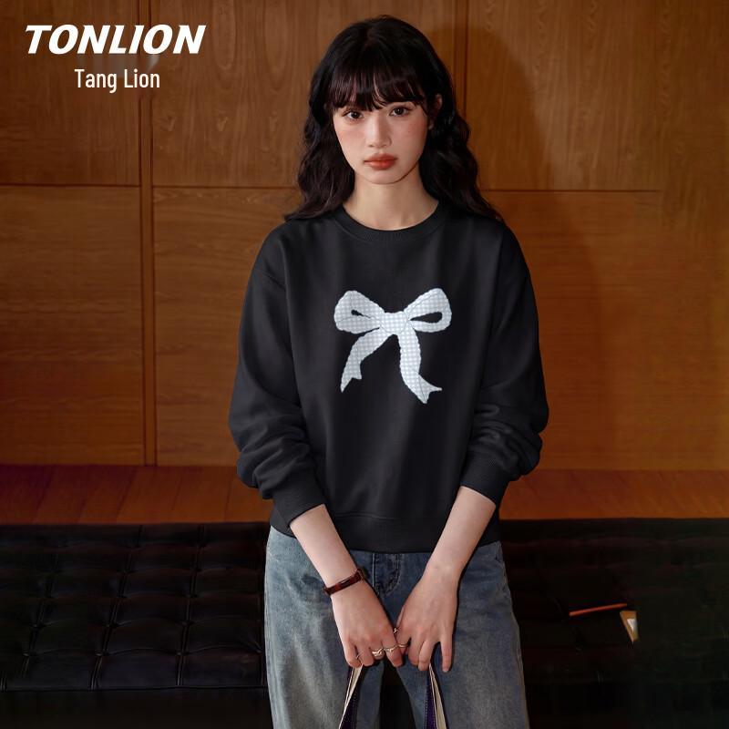 Женский свободный свитшот TonLion с круглым вырезом и бантом
