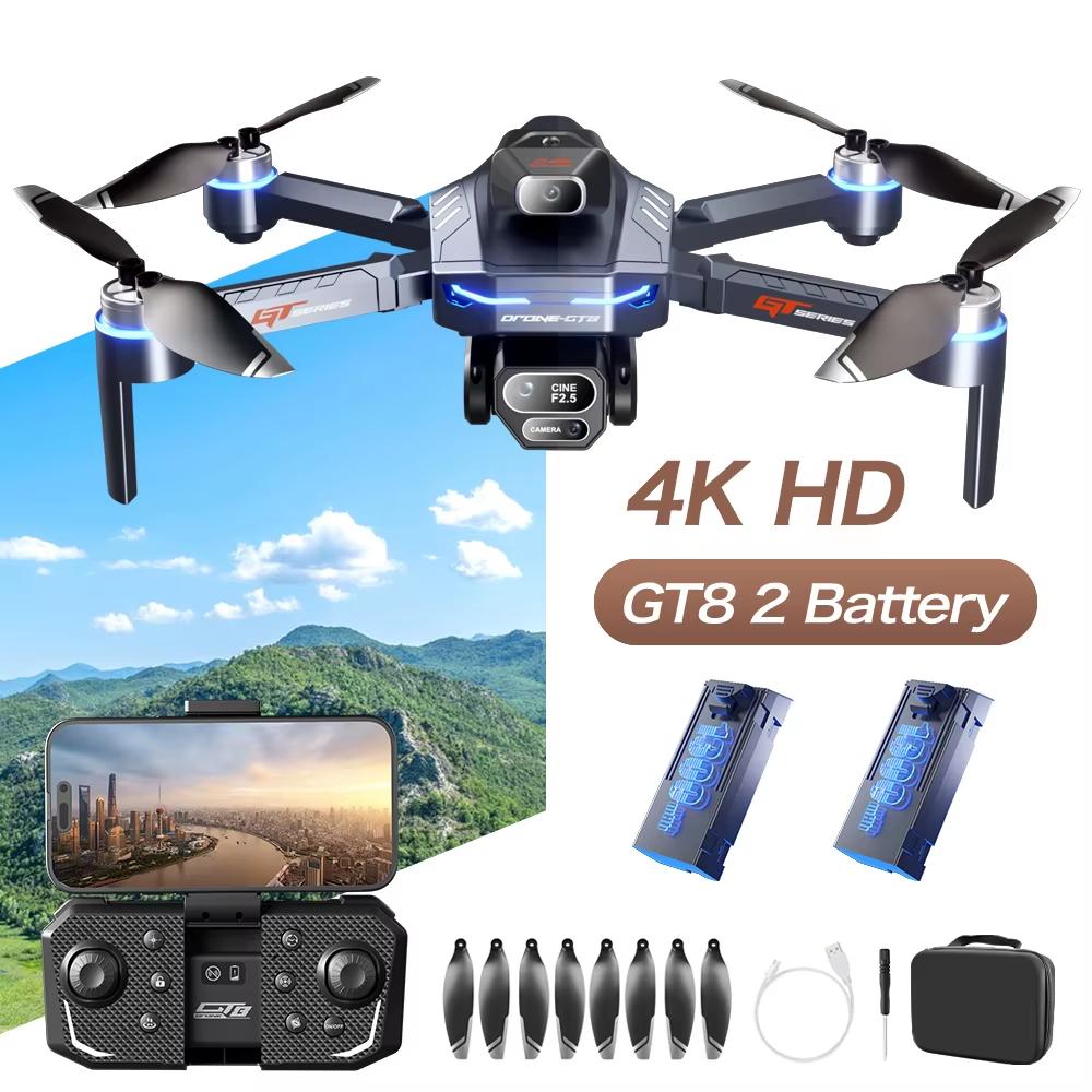 2025 New GT8 HD Triple Camera Drone Remote Control Toy Obstacle Avoidance Brushless Motor Foldable FPV Wifi Quadcopter Gift