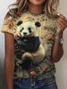 Summer Cute Panda T-Shirts Animal 3D Print Women's Casual Short Sleeve Round Neck T Shirt Harajuku Y2K Tees Tops Female Clothing