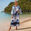 European-American Beach Cover-Up: Rayon Long Robe for Vacation Swimwear