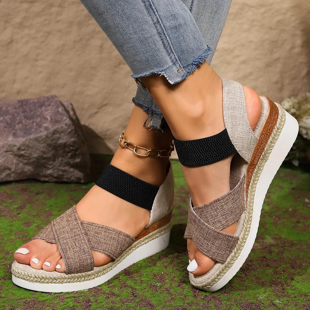 Обувь для женщин Новые босоножки на танкетке с пряжкой на щиколотке Женские летние сандалии-гладиаторы на платформе Дизайнерские сандалии для женщин Sandalias De Mujer