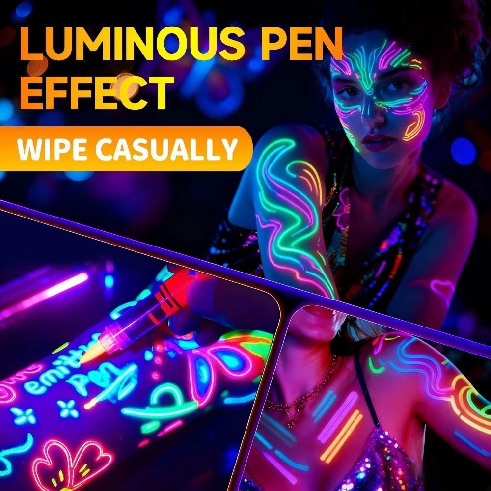 8 Colors Set Bright Fluorescent Pens Erasable Acrylic Paint Pens Luminous Marker Pen Art Supplies
